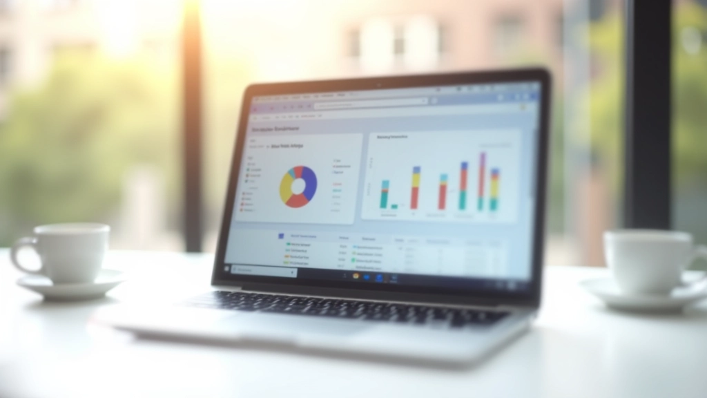 Ordinateur portable affichant un tableau de bord d'automatisation de revenus avec des graphiques de conversion et des tunnels de vente en action