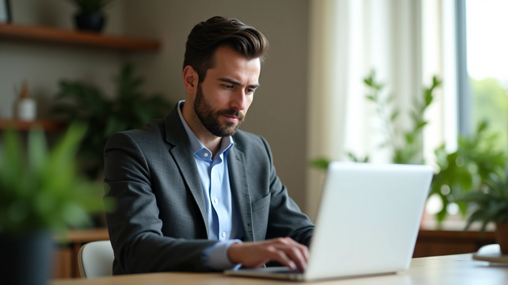 Personne travaillant sur un ordinateur portable pour configurer l'automatisation des emails et du tunnel de vente
